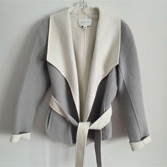 BANANA REPUBLIC | Wool wrap Jacket Gray Cream Sz L - Picture 2 of 6